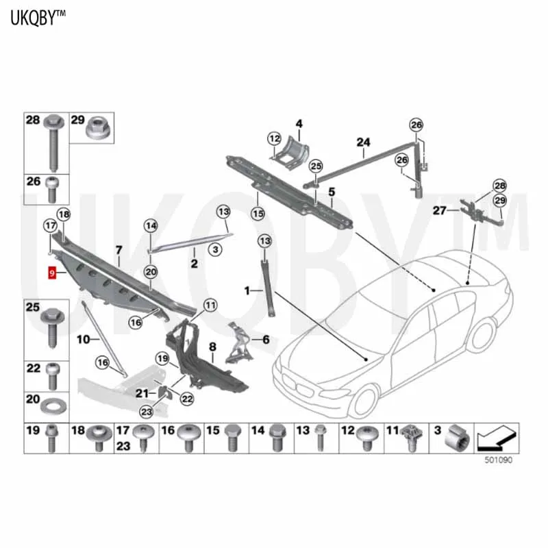 BM W 5 Series F07 GT LCI [550iX] 2012-2017 Connected to Upper Front 51647200687