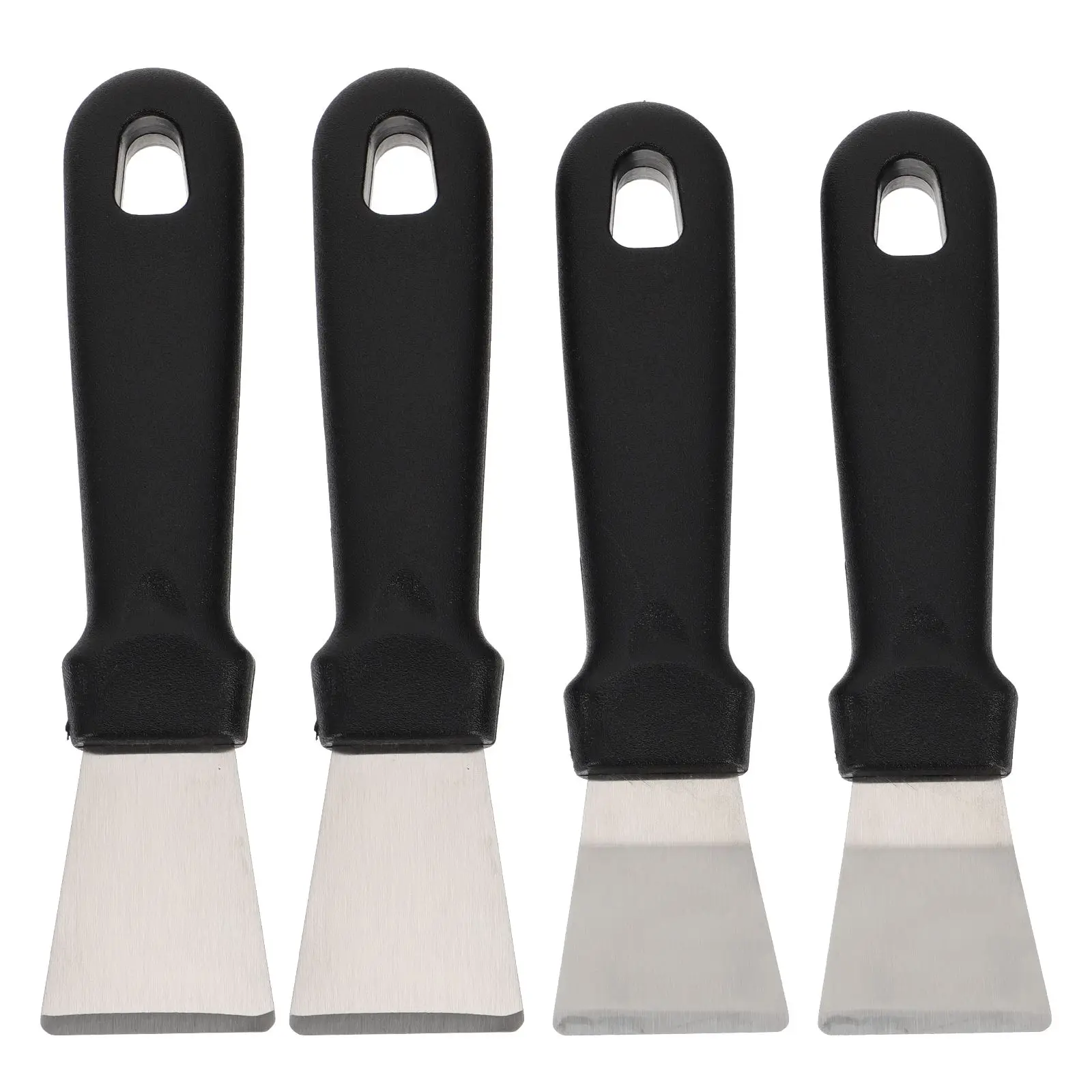 4PCS Stainless Ice Refrigerator Ice Shovel Shovel Set Black Straight Curved Blades Scraper Fridge Freezer