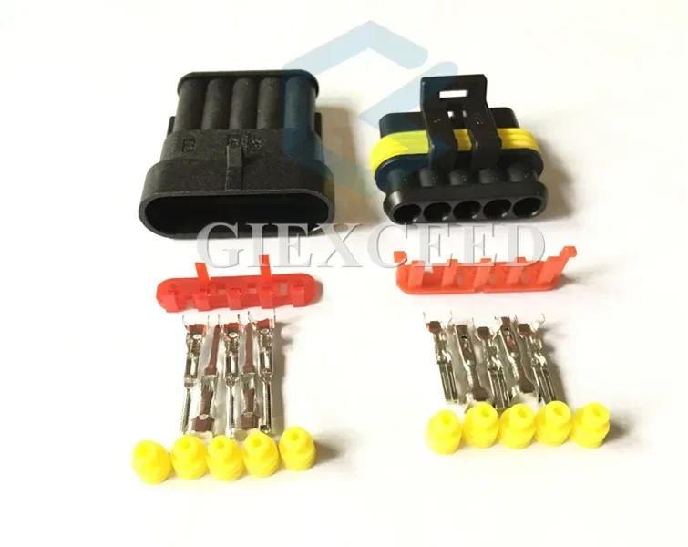 

2 Sets 5 Pin 282089-1 282107-1 Superseal Auto Female Male Plug AC Assembly Auto Plastic Cable Socket For Cars