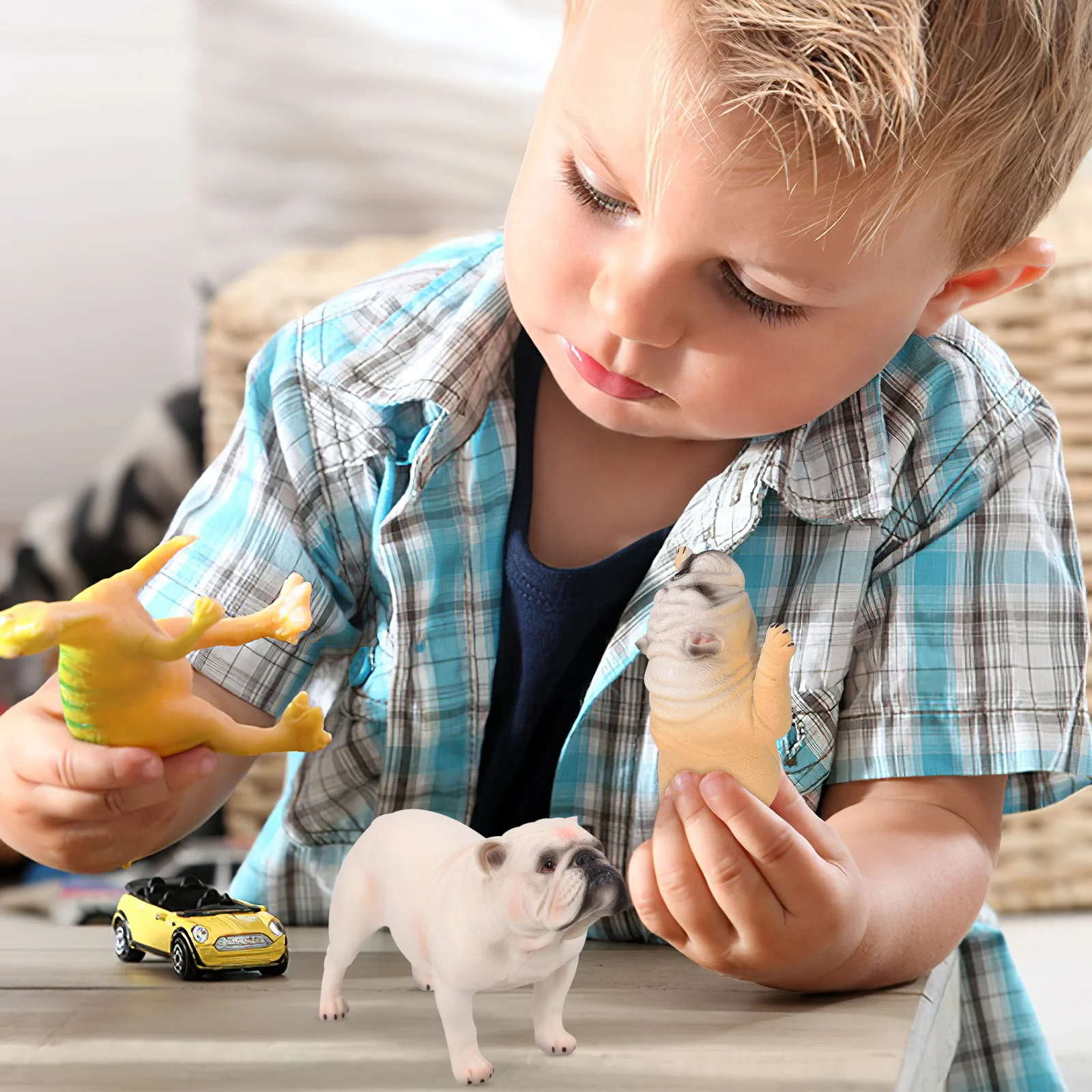 

2Pcs Bulldog Animal Figures Plastic Mini Landscape Ornament for Home Desktop Fairy Garden Decor Bulldog Figure