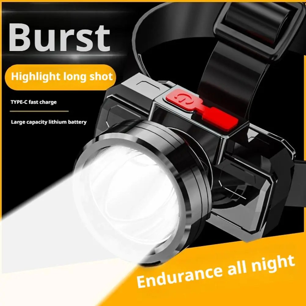 LED Strong Light Five Headed Outdoor Waterproof Fishing Light USB Rechargeable Ultra Bright Head Mounted Flashlight