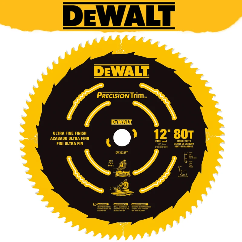 DEWALT DW3232PT 12-Inch Precision Miter Saw Blade Multifunctional Durable cutting Electric Tool Accessories Circular Saw Blade