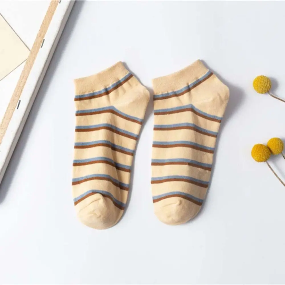 10Pairs Comfortable Grid Stripe Ankle Socks Non-slip Colorful Women Tube Socks Hosiery Thin Simple Mid-calf Socks Students