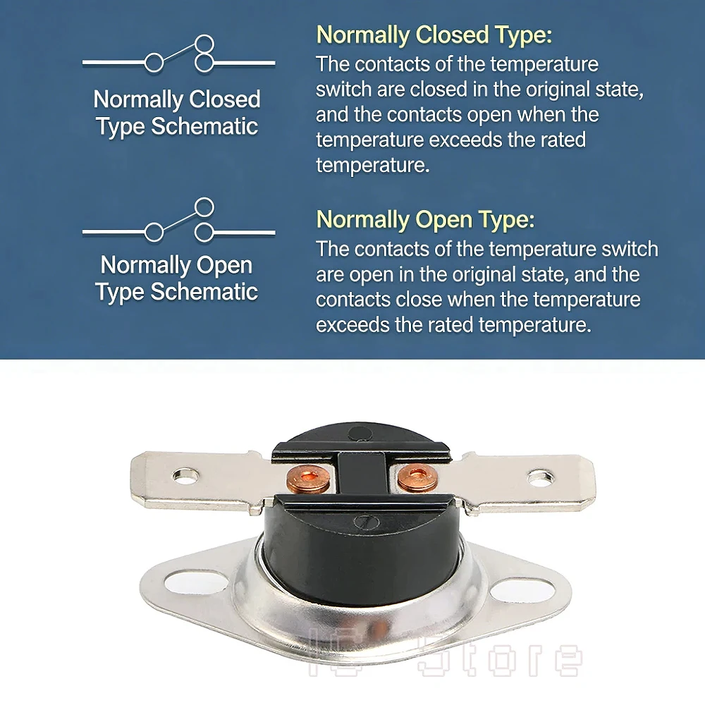 20PCS 10A 250V KSD301 Normally Closed NC Temperature Switch Thermostat 40 45 55 60 65 75 85 90 100 110 120 135 140 150