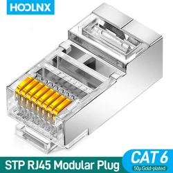 Hoolnx-Connecteurs STP RJ45, CAT6 Blindé 50 lavande g, Plaqué Or 8P8C, Fiches Modulaires Lan CriAJEnd pour Câble Ethernet Réseau