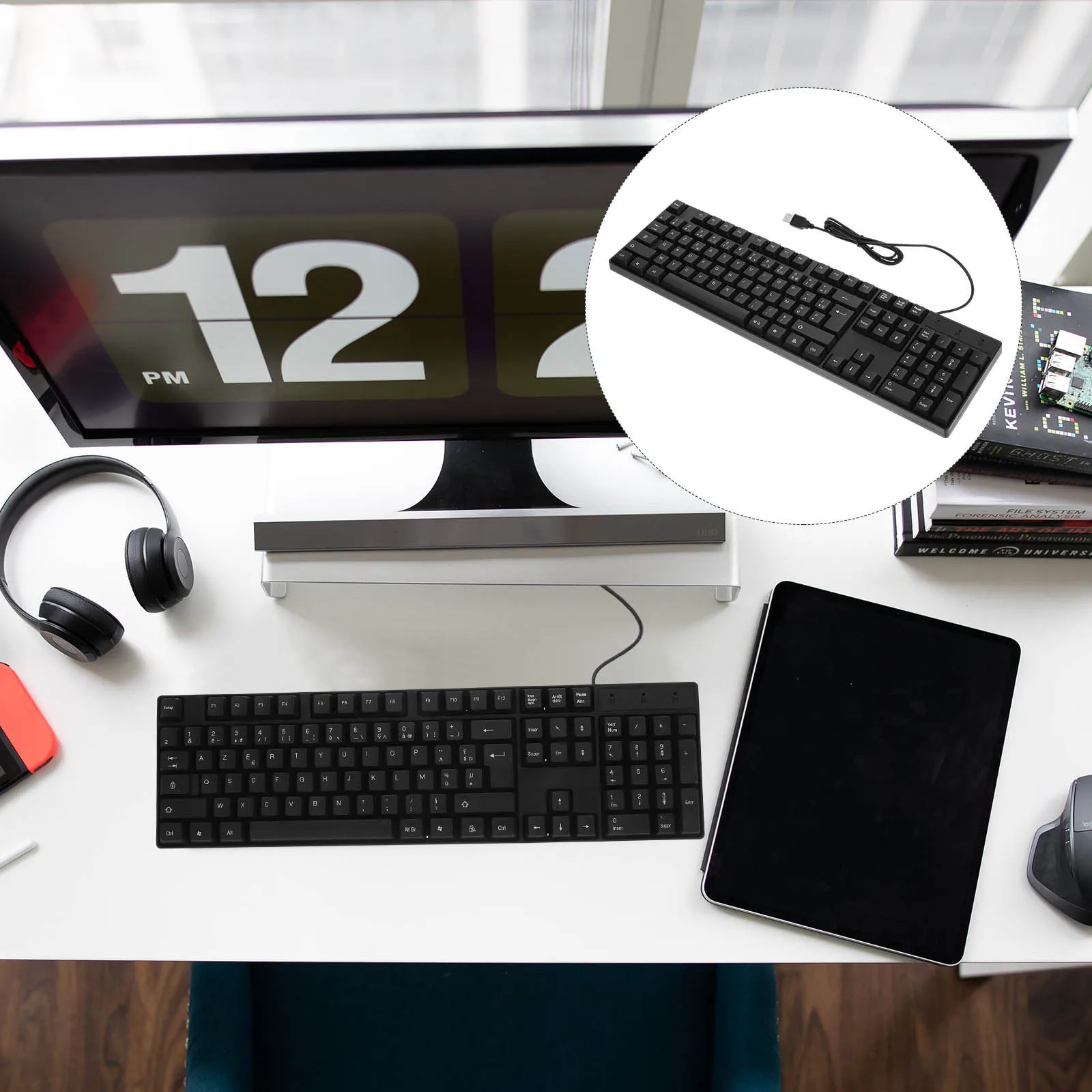 

Full Size Wired Keyboard for Work USB Powered High Performance Computer Keyboard Built-in Number Pad Comfortable Reliable Long