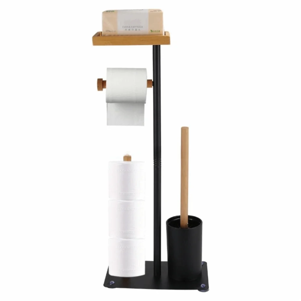

Stainless Steel Floor Standing Toilet Roll Holder With Toilet Brush Rust-proof Toilet Brush And Paper Stand