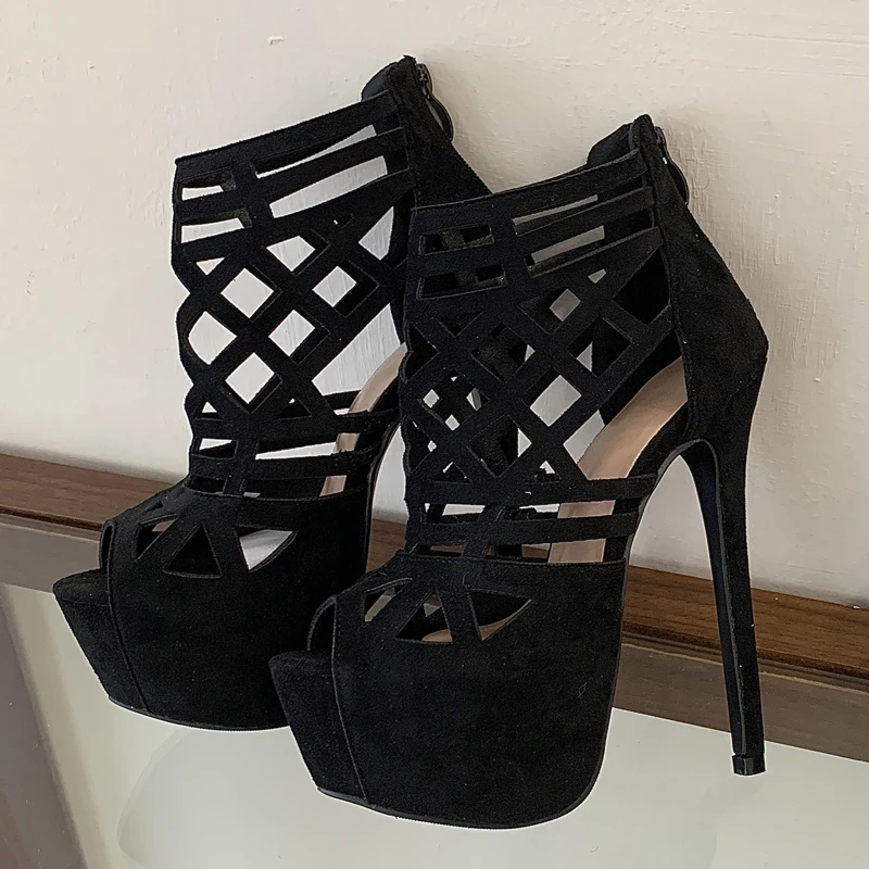 

Eilyken Street Style Stiletto High Heels Platform Women Sandals Designer Hollow Out Peep Toe Nightclub Banquet Zipper Shoes