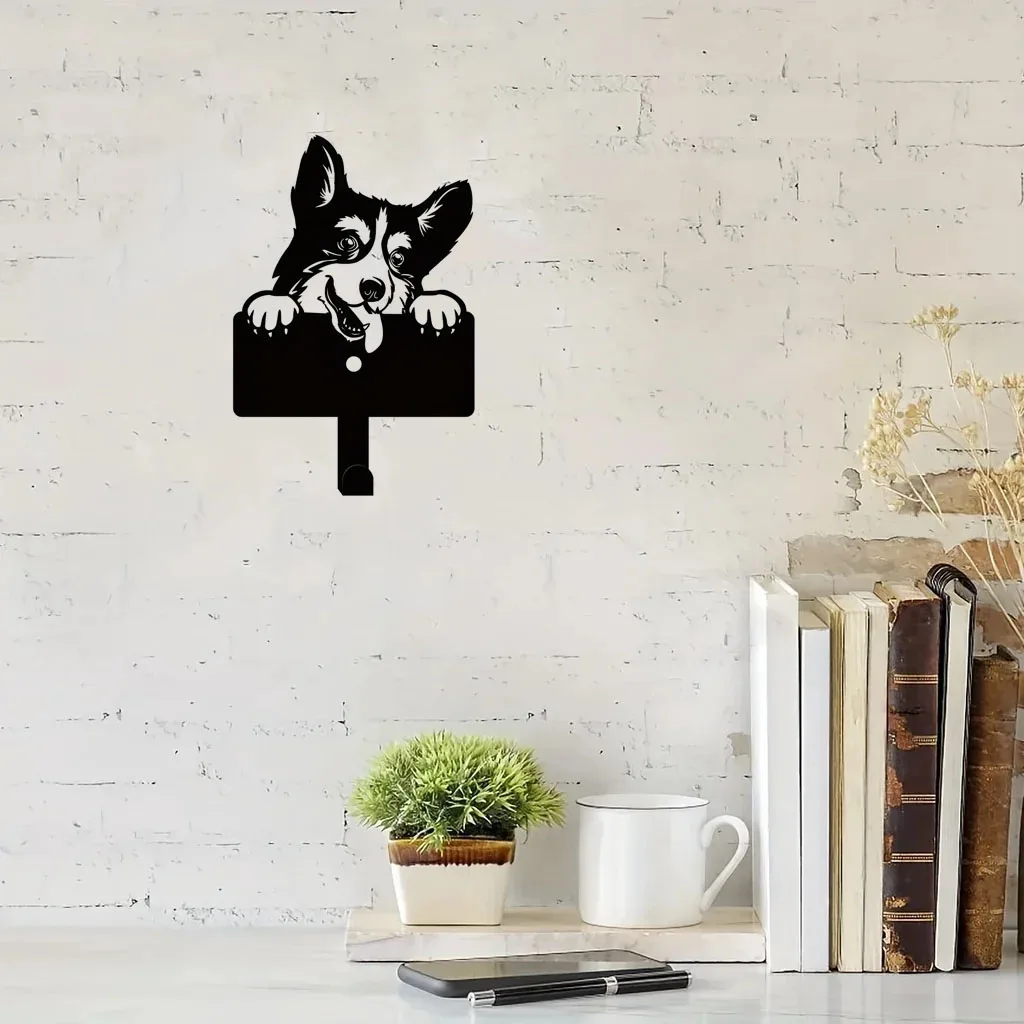 

1pc, Metal Corgi Wall Hook, Dog Signs, Dog Sign, Pet Wall Hanging, Dog Decor For Wall, Animal Metal Art Gift