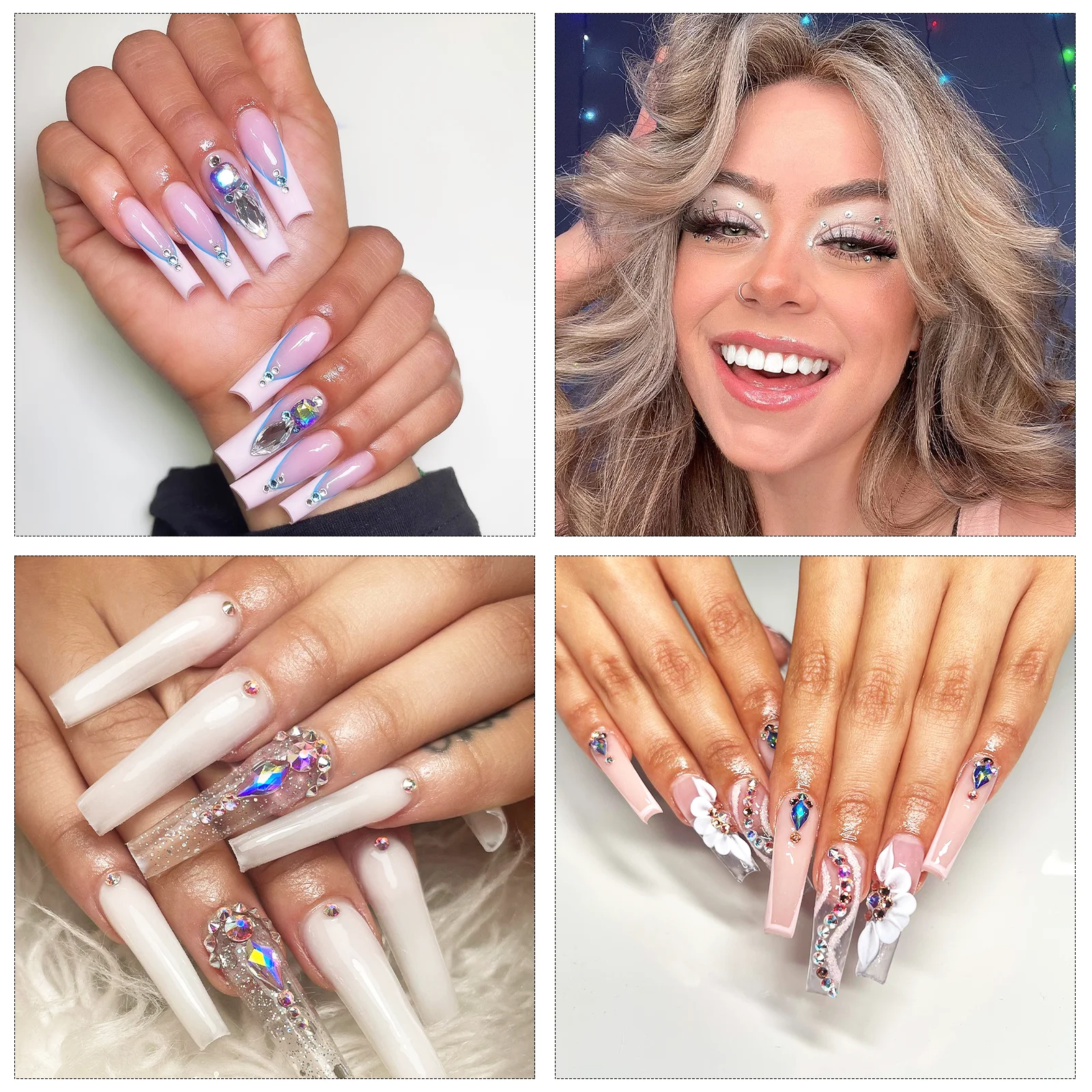 2000PCS nail rhinestones, flat back rhinestones, white nail rhinestones used for makeup, clothing and shoe decoration