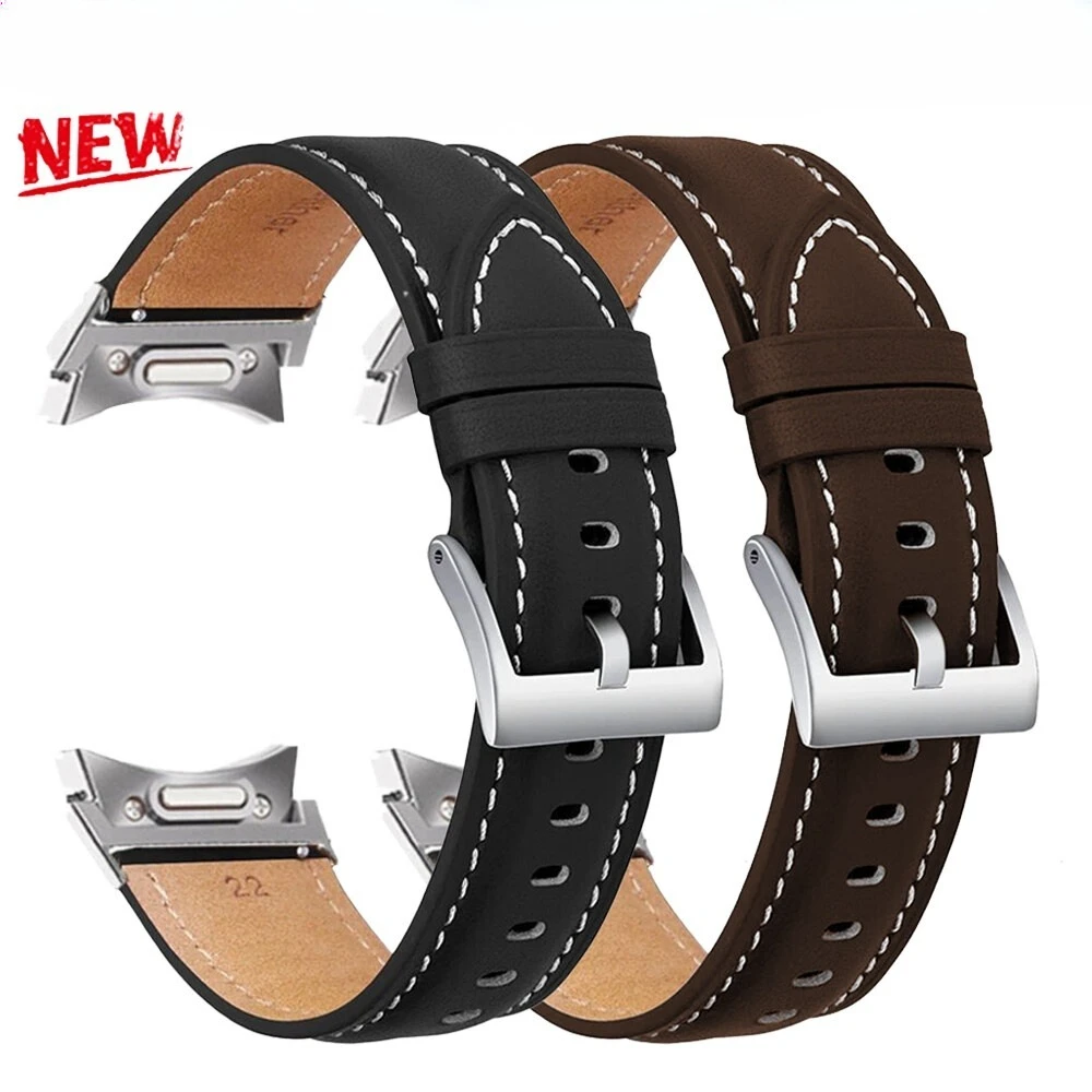 Кожаный ремешок без зазоров для Samsung Galaxy Watch 6 4 Classic 47 43 мм 46 мм 42 мм Ремешок для часов 7 6 5 4 40 мм 44 мм 5Pro 45 мм Браслет
