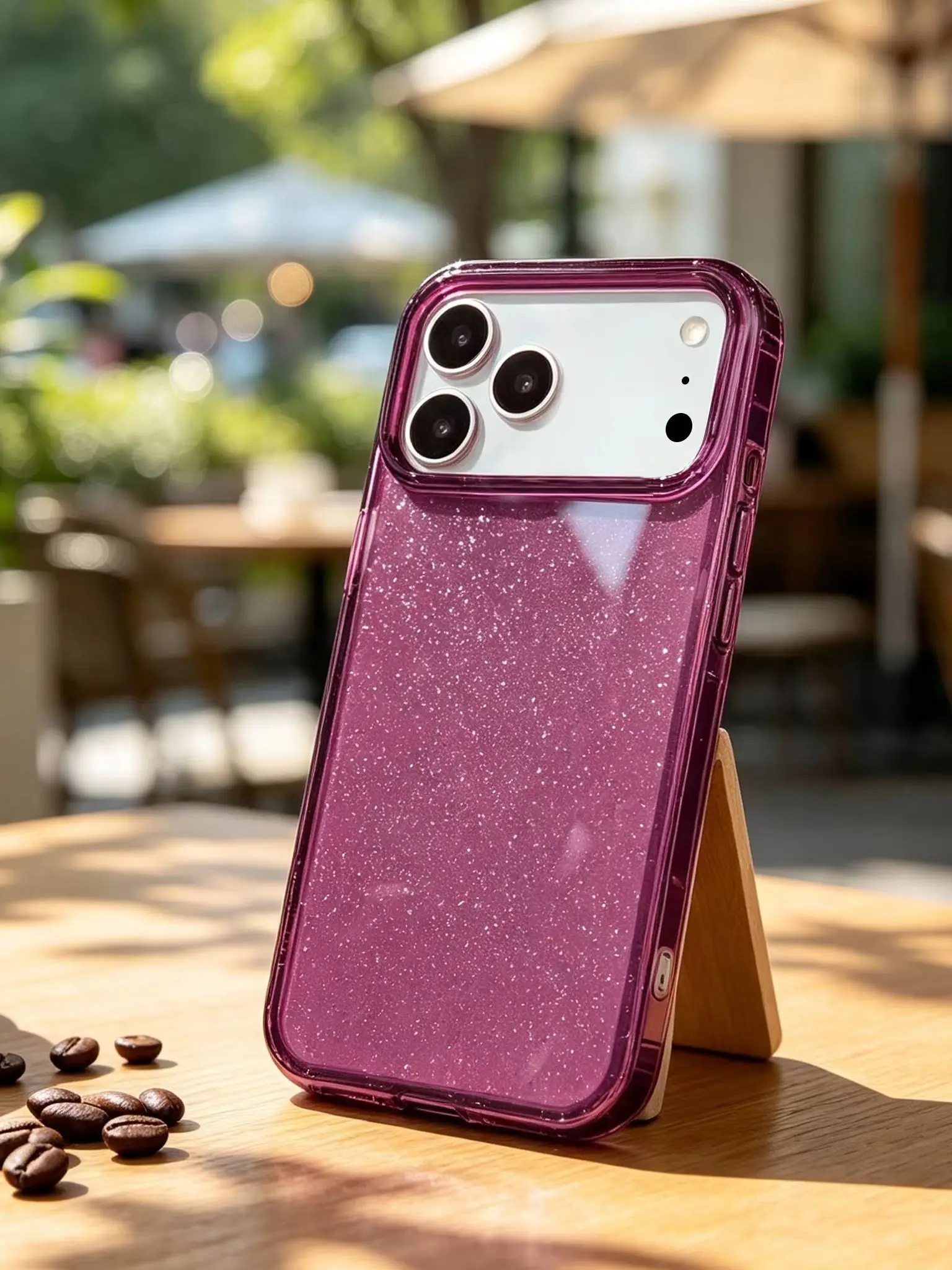 Luxuriöse Transparente Glitzerhülle für iPhone 18 Pro Max 17 Pro Stoßfeste Schutzhülle. Neues Kirschrot, Hellblau, Anti-Gelbton – Detail 13