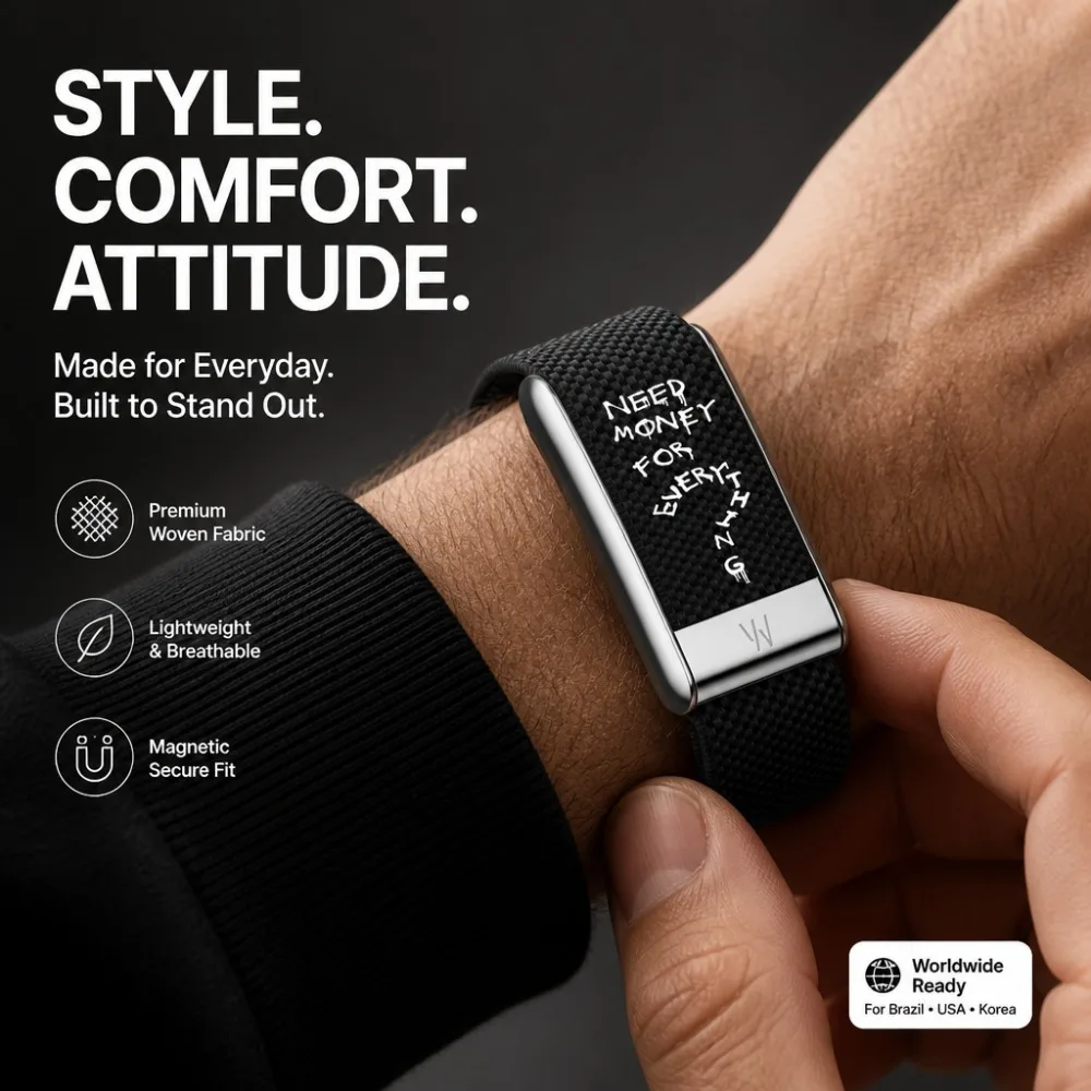 New For WHOOP 5.0 MG Replacement Band Black Nylon Strap Crown Clock Letter Print Woven Sport Wristband Fitness Accessories