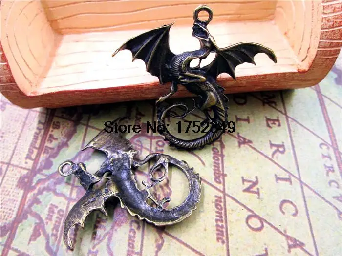 

25pcs--Dragon Antique Tibetan Bronze Huge Large Flying Dragons Charm Pendants 44x47mm