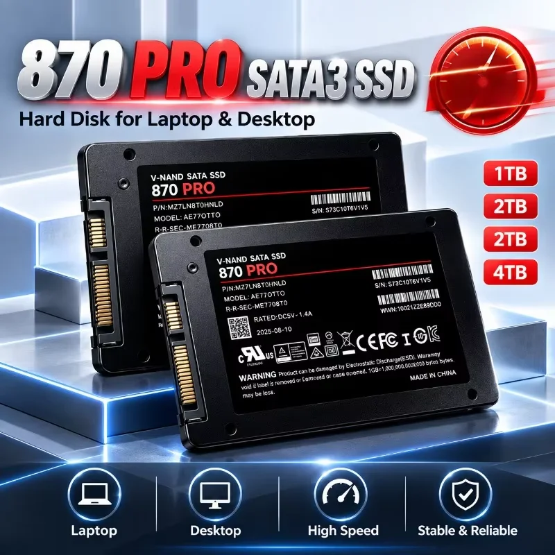 New 870 PRO 2.5 Inch Internal Solid State Drive SATA3 SSD 500GB 1TB 2TB 4TB Hard Disk Solid State Drive for Laptop Desktop
