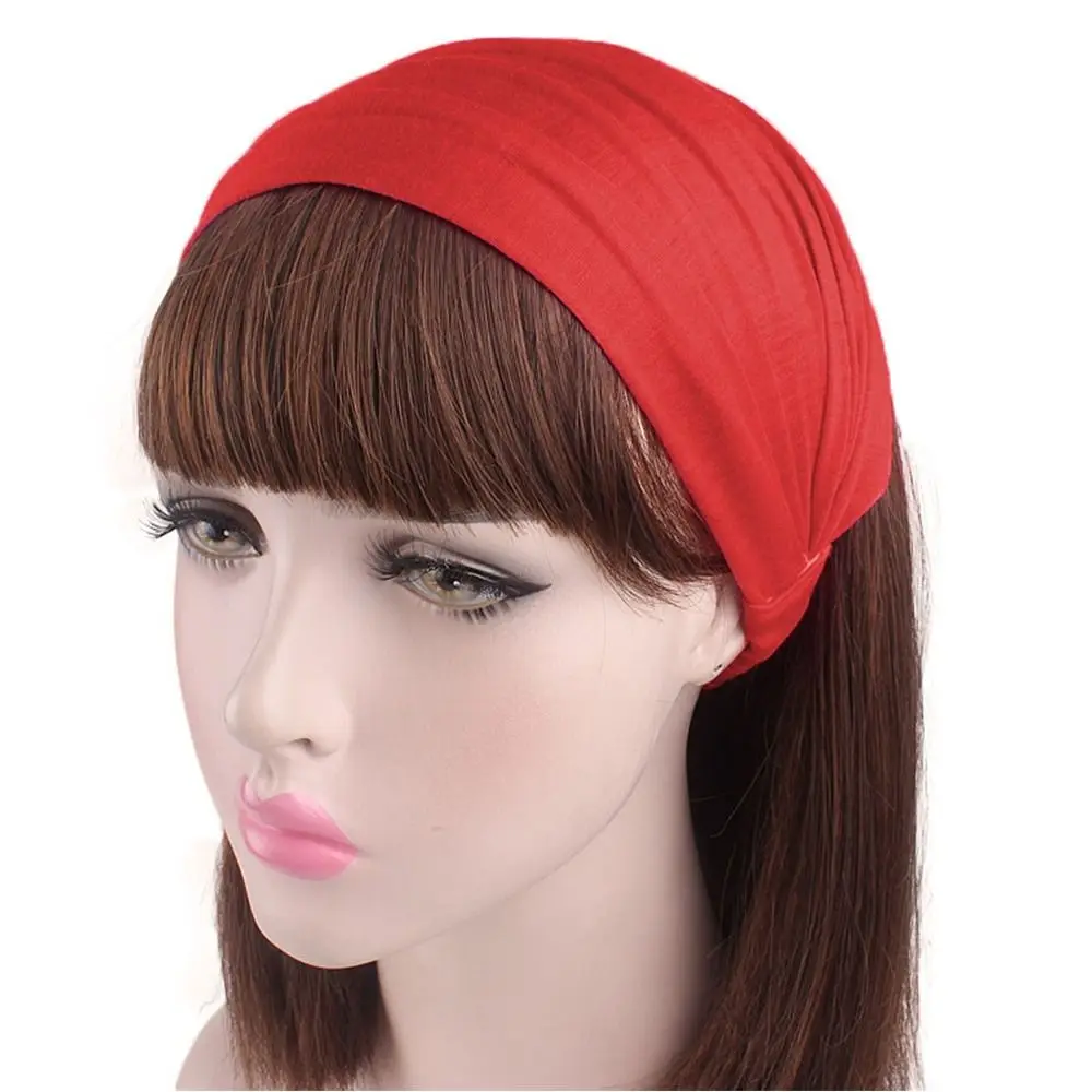 Women Nonslip Elastic New Turban Running Headwrap Stretch Hair Band Fold Yoga Hairband Wide Sports Headband