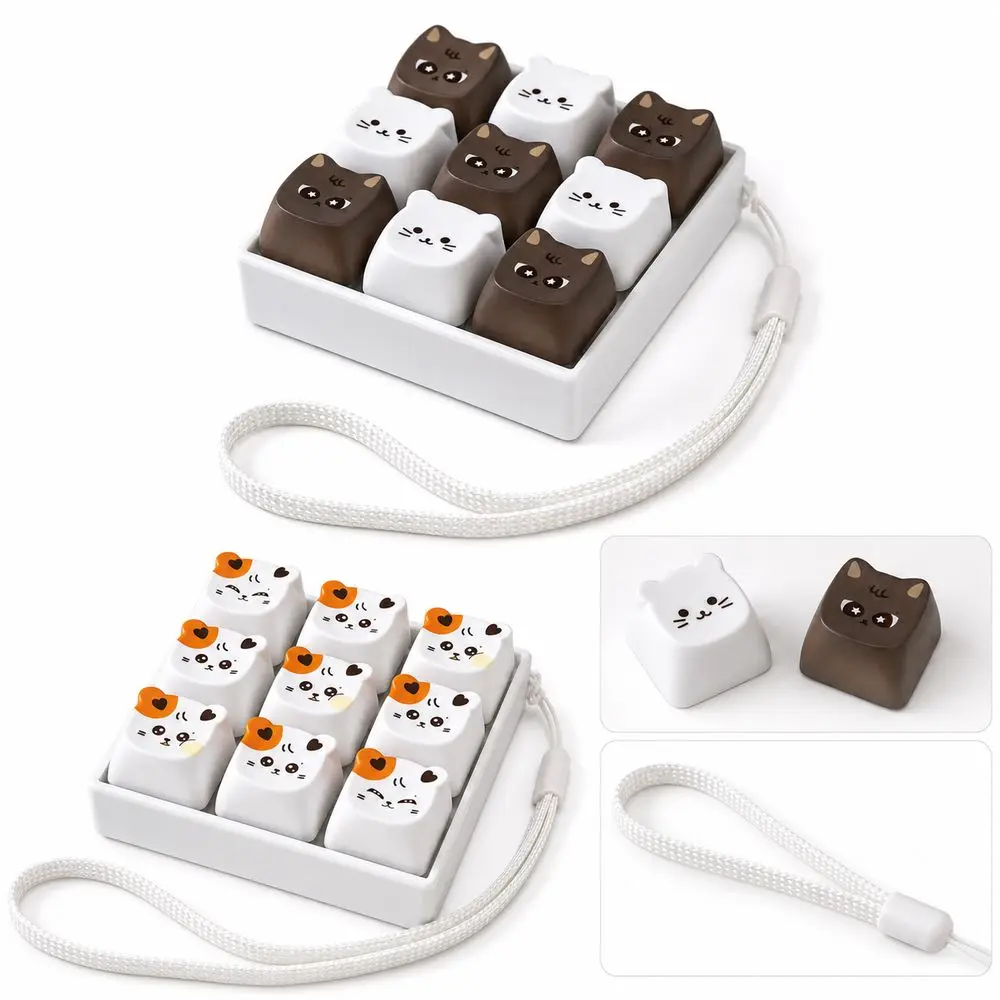 Funny Cat Pattern Finger Keyboard Cartoon Keycaps Compact Decompression Anxiety Relief Pass The Time Keycap Keychain Students