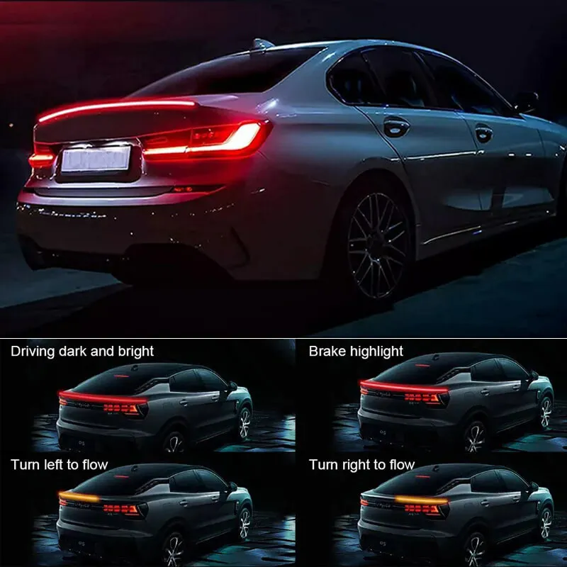 

48inch Car LED Brake LED Strip Light Red Brake & Yellow Turn Rear Window /Car Spoiler Warning Signal Light for Cars Racing Car