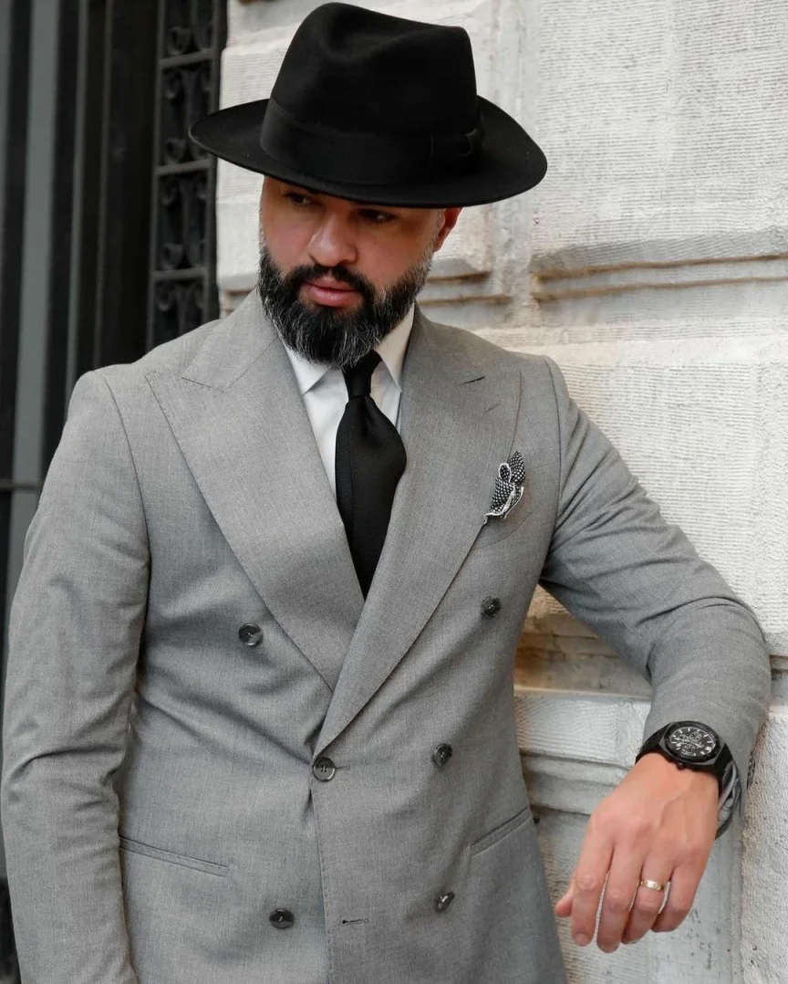 Klassische Herrenanzüge, 2-teilig, Jacke, Hose, spitzes Revers, zweireihiger Blazer, trajes de hombre, besondere Anlässe, Business, individuell