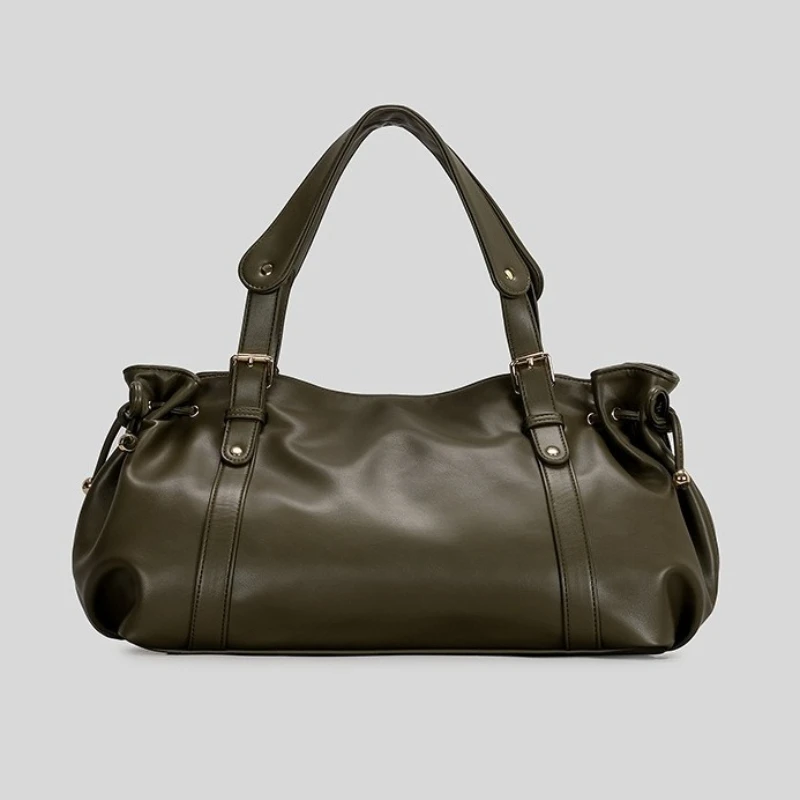 

Винтажная женская сумка-тоут высокого качества из мягкой искусственной кожи, плиссированная дизайнерская сумка на шнурке, новые повседневные женские сумки большой вместительности