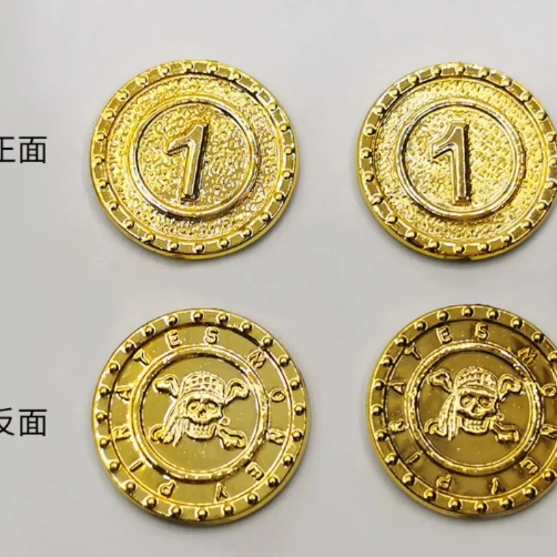 100Pcs Gold Coins Plastic Game Coins Gold Treasure Coins Halloween Party Props