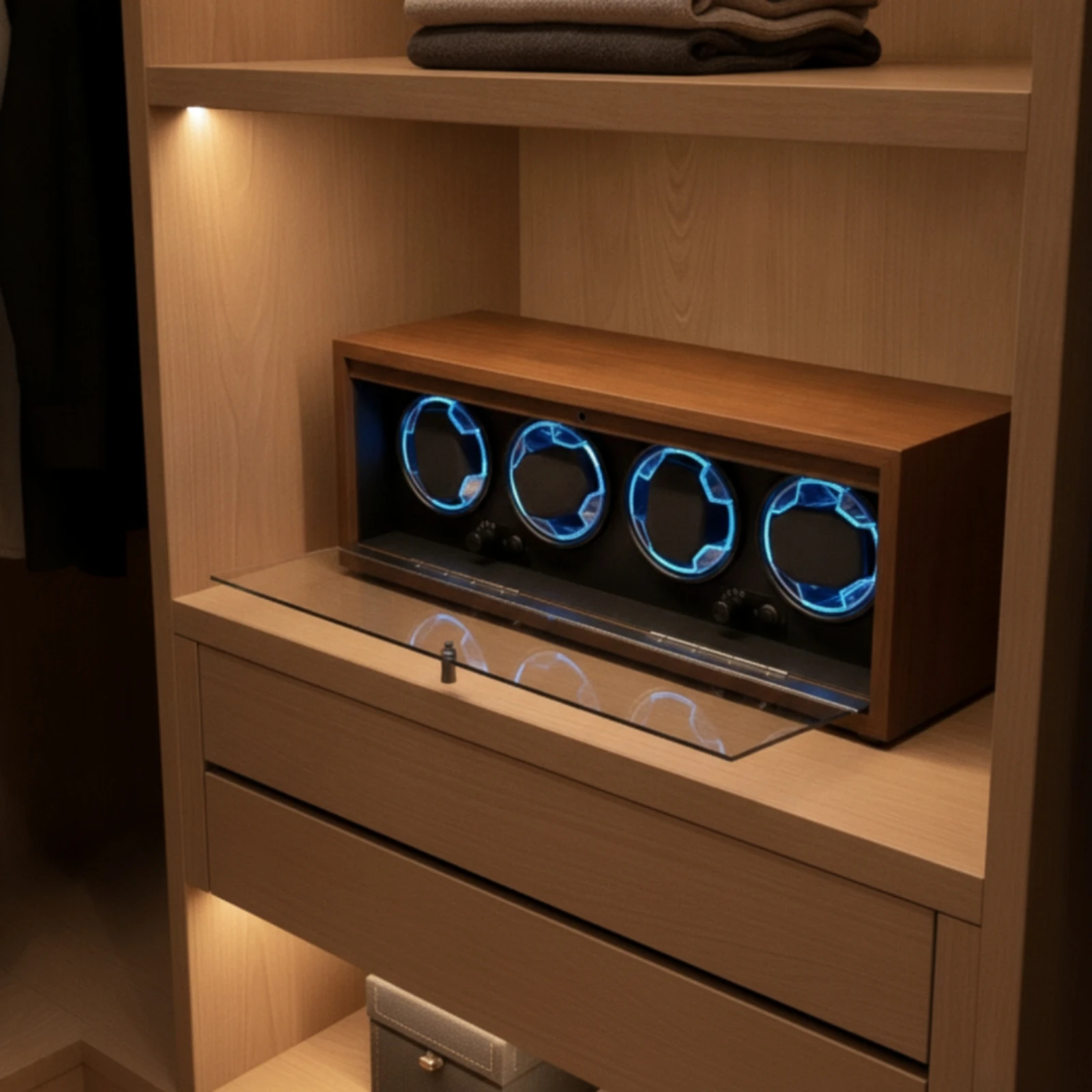 Watch Winder Cabinet Compact Automatic Watch Winder Box Display Case Silent Low-Vibration for Collectors, Desktop, Bedside