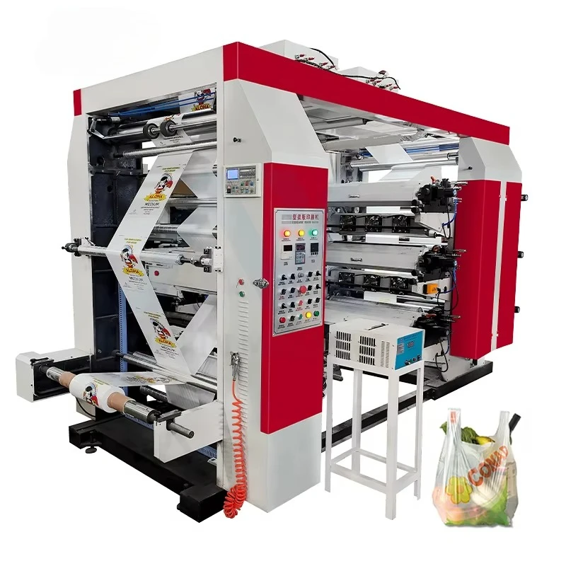 Máquina de impresión flexográfica automática de bolsas de película plástica no tejida con prensa flexográfica de tambor Central de 6 colores YG