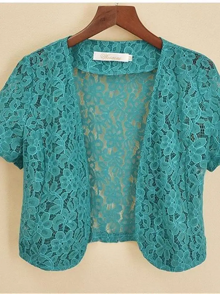 

Women's ort Lace Open Cardigan oulder Pad Thin Sle Spring Summer Versatile Outerwear with Strap Skirt 2024 Faion