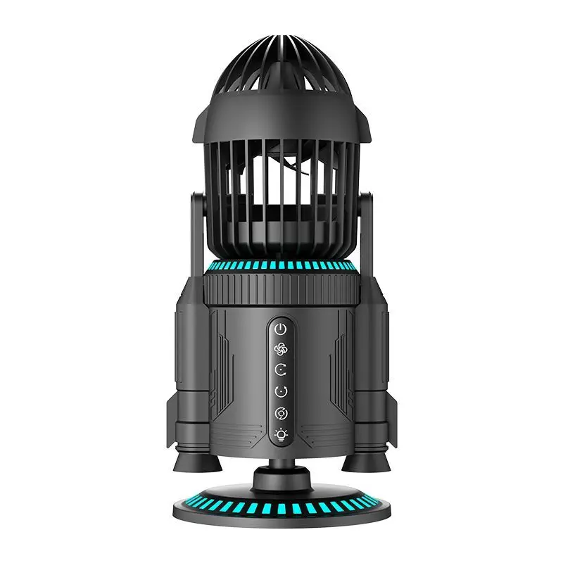 Fan Desktop USB Humidification Fan Rocket Shape with Light Tide Play Gift Ornament Summer Essential