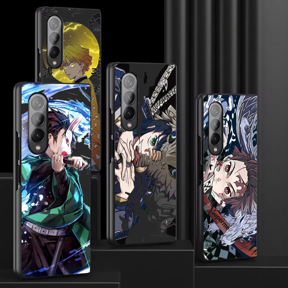 Phone Case for Samsung Galaxy Z Fold5 5G Z Fold3 Z Fold4 ZFold4 Shockproof Cases Cover Demon Slayer Blade Comic Black