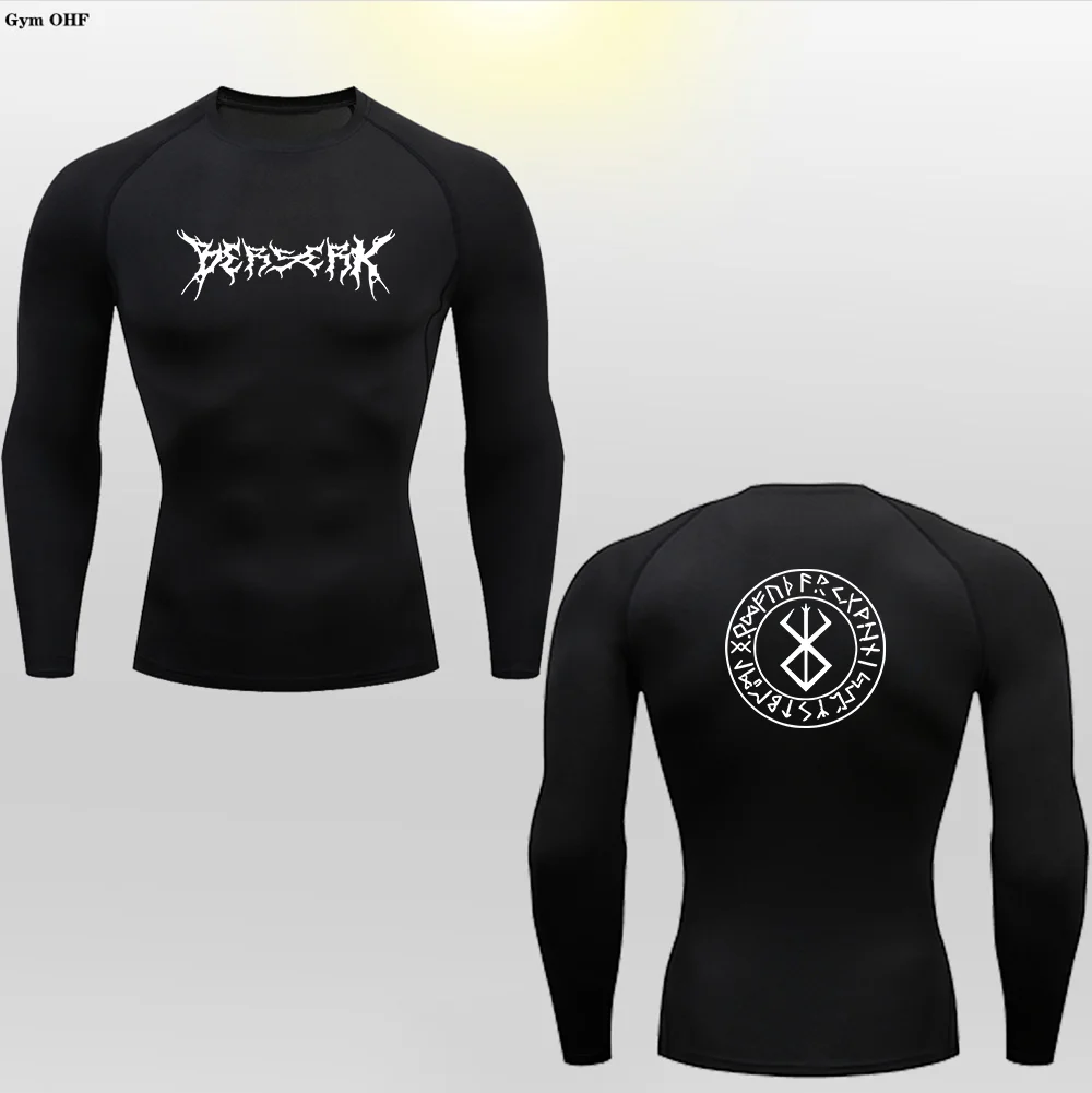 Men's Printed Tight Fitting T-shirt Long Sleeved Anime Theme Rashguard Compression Sweatshirt Athletic Top Jujitsu  Gym MMA