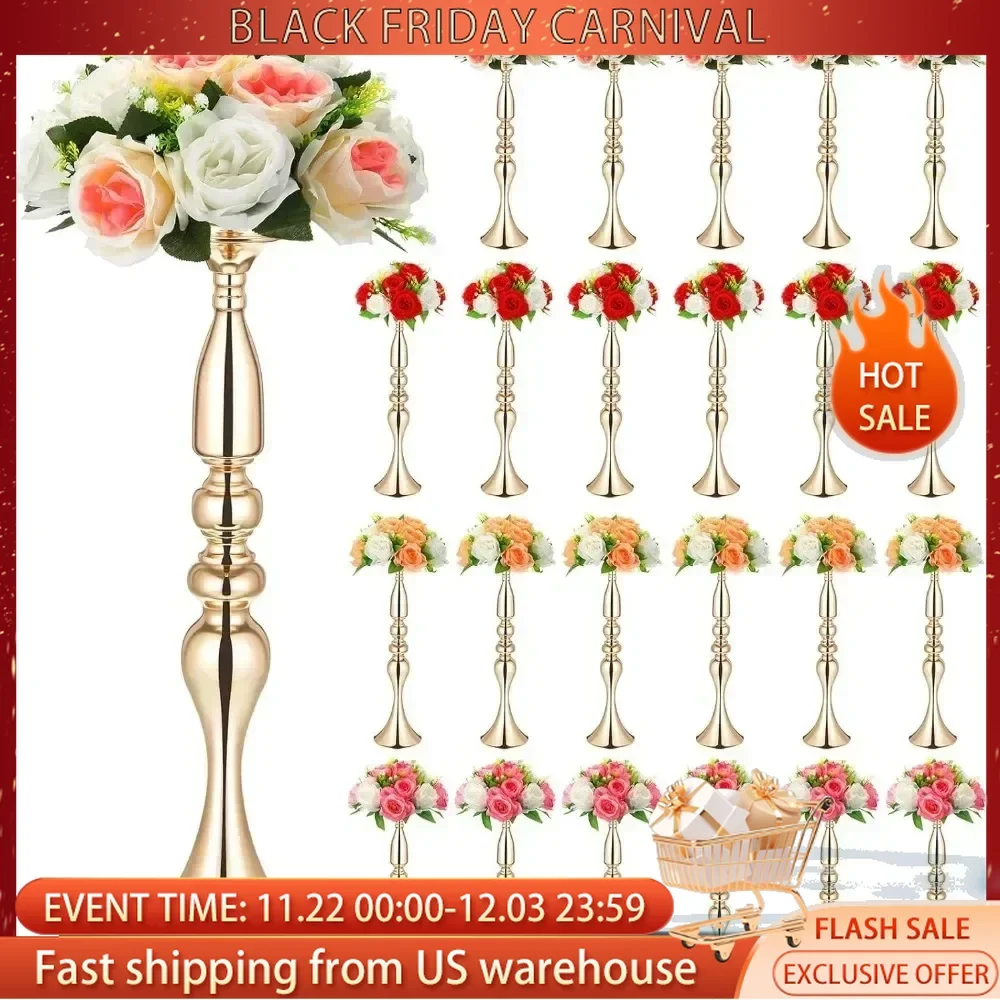 24 Pcs Metal Wedding Centerpiece Table Decoration Gold Flower Stand 20 Inch Tal Freight Free Home Decorations Vase Room Decor