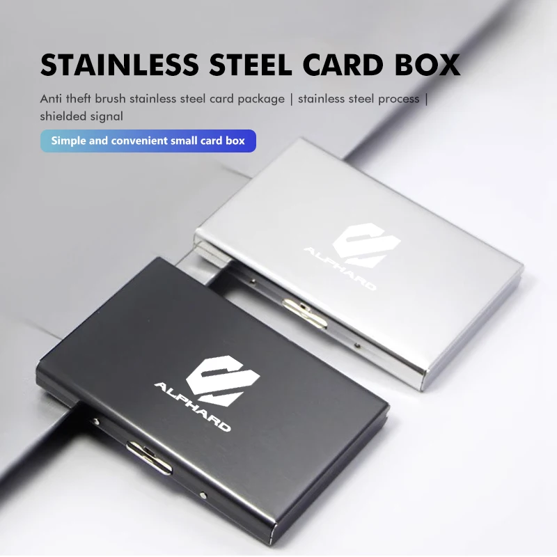 Car ID Bank Card Business Card Stainless Steel Storage Case For Toyota Alphard Vellfire 20 30 AH20 AH30 2008 2009 2010 2011