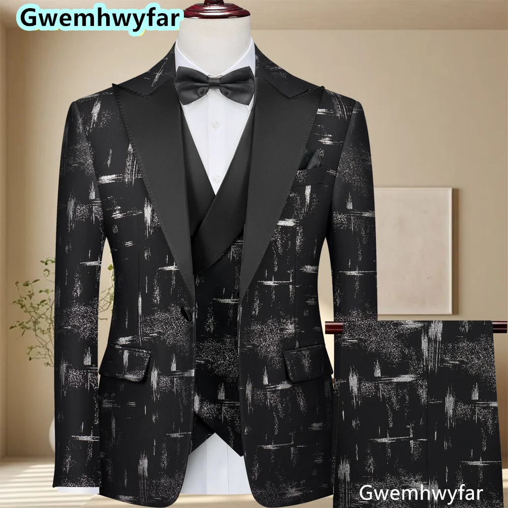 

Gwenhwyfar Formal Wedding Men Suits Single Button Blazer Groom Tuxedos Prom Slim Fit High Quality Custom 3 Piece Set Costume