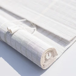 Fashion White Color Bamboo Roller Blinds for Window Blackout, Printed Curtain Shutter, Vintage Porch, Living Room, Bedroom