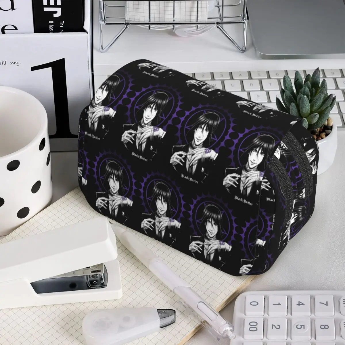 Black Butler Anime Federmäppchen für Kinder, Schule, Stiftbox, Bleistiftbeutel, Schreibwaren, Stifthalter, Tasche