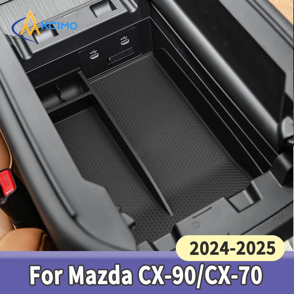 

Armrest Storage Box Car Tray for Mazda CX-90/CX-70 2024 2025 CX90 CX70 Black TPE Stowing Tidying Auto Accessories