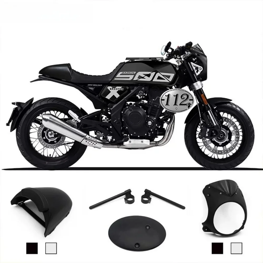 For Brixton Crossfire 500: Headlight cover, GK500 fairing, hump seat cover, mudguards, and handlebars. - view 2
