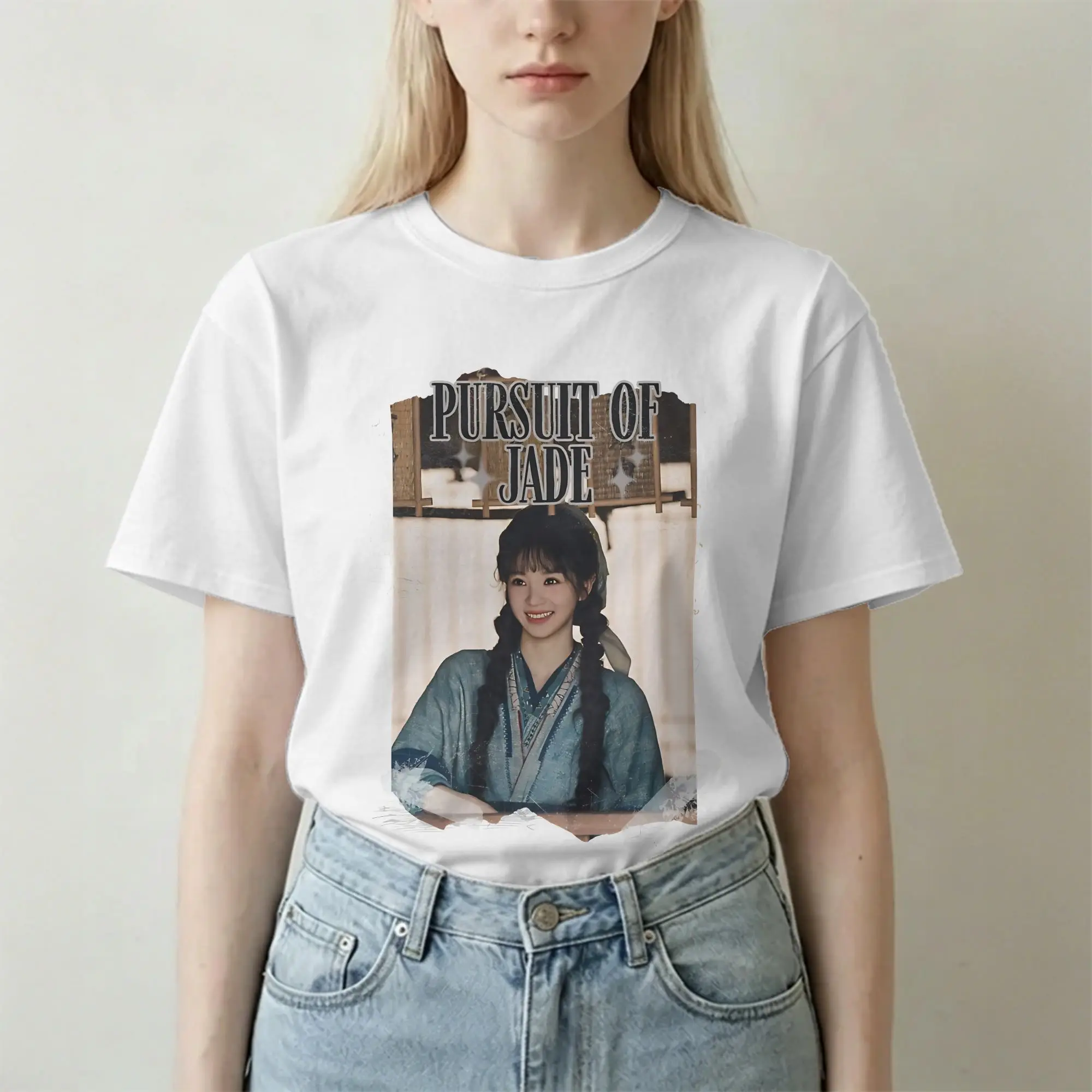 Camisetas Modernas de Algodão Puro com Gola Redonda para Homens e Mulheres - Coleção Amazing Pursuit of Jad Drama - Camisetas de Manga Curta para o Verão