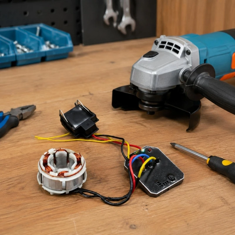 Metal and Plastic 21V Angled Grinder Stator Assembly with Control Board and Plug-Design Connector for MT Replacement best sale