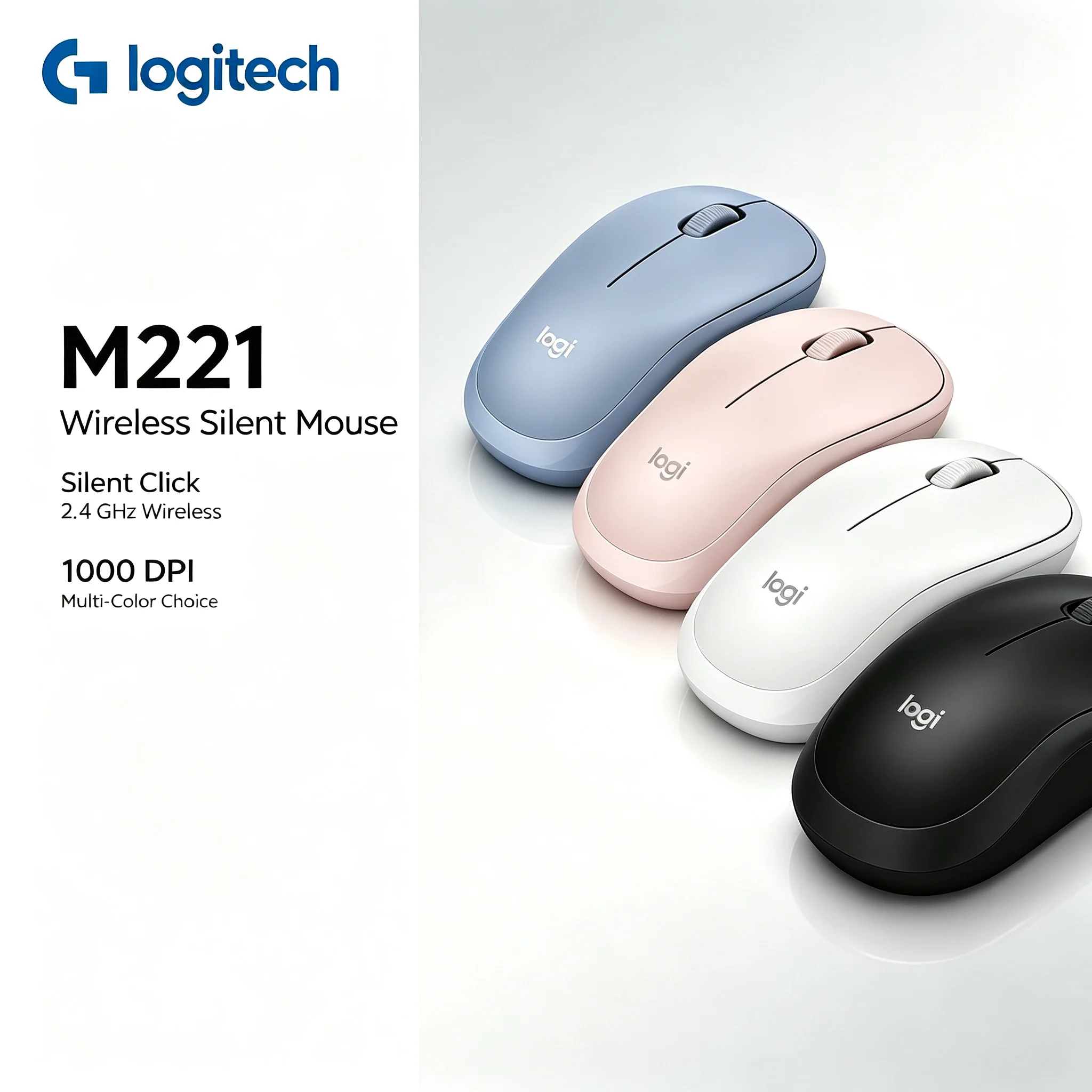 Genuine Logitech M221 Mini Portable Silent Wireless Mouse 3 Buttons Optical Mice For Trip Office Computer