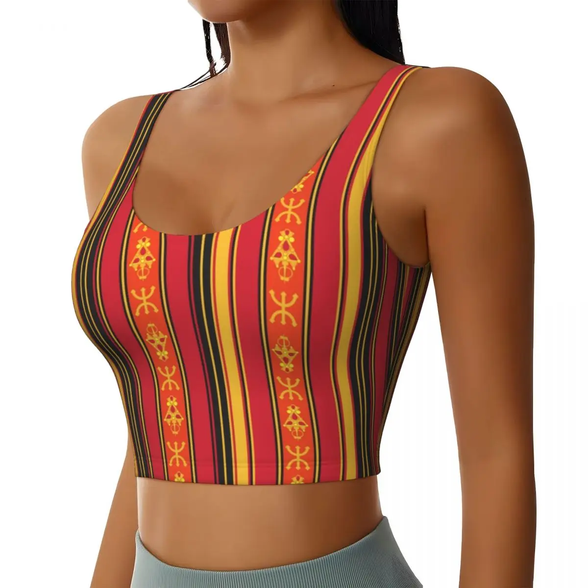 Custom Z Imazighen Kabyle Jewelry Workout Crop Tank Tops Women Seamless Amazigh Berber Ethnic Running Yoga Sports Bras