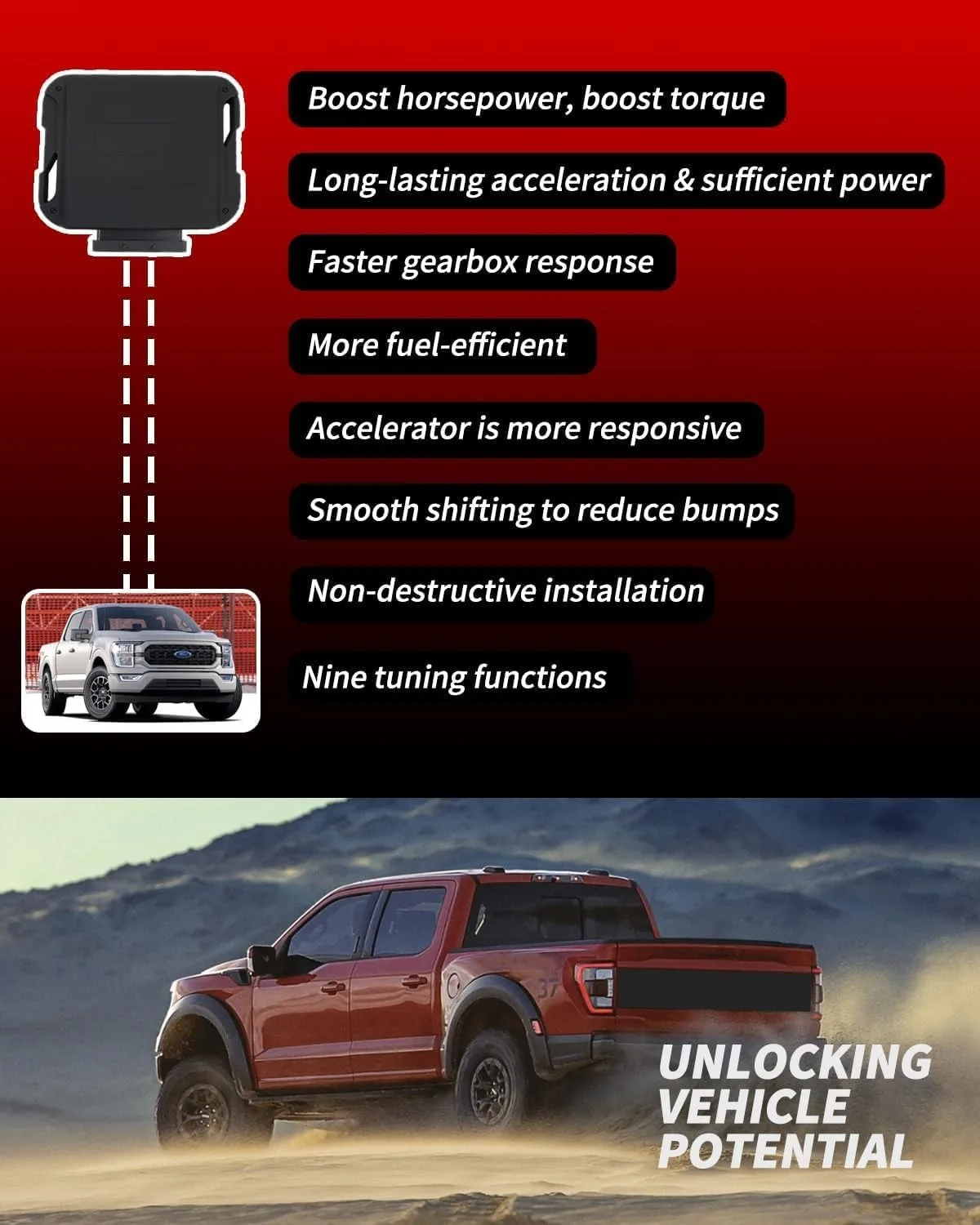 ECU Chip Tuning for 2019 Ford F150 Raptor 272KW/280KW GTS Version Boosting Engine Power Torque Unleash Engine Car accessories