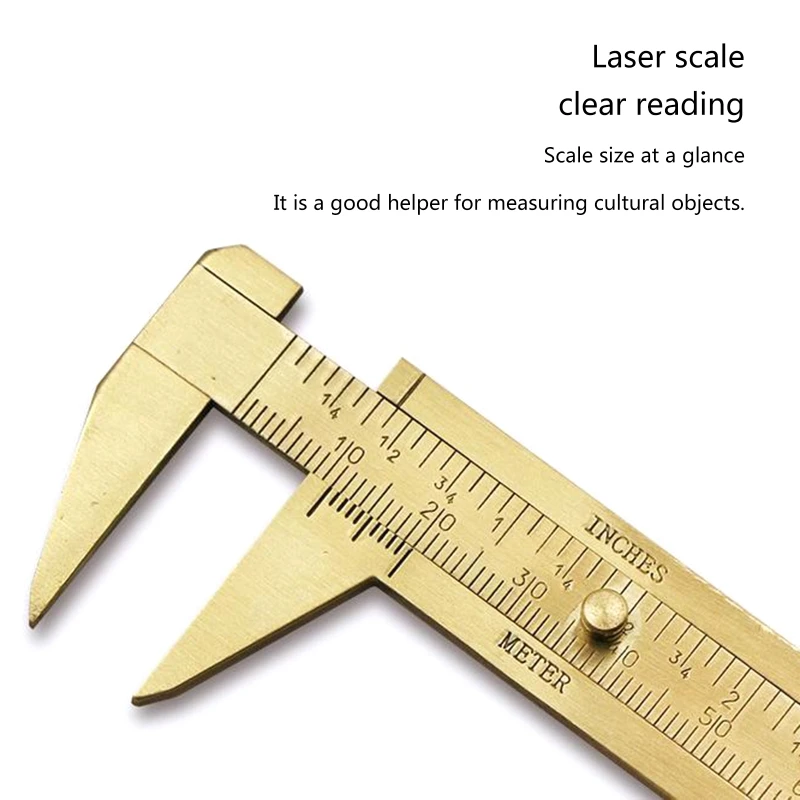 A2UD Double Scale Brass Sliding Pocket Caliper Metal for Measuring Gemstones Jewelry