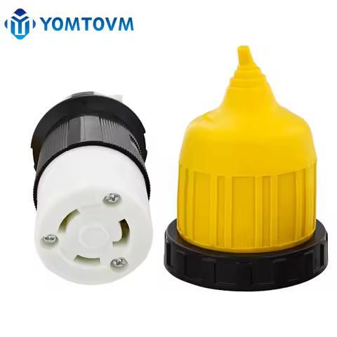 L5-30R RV Cord Connector Locking Plug with Power Socket Cover 30A 125V for Caravan Trailer Motorhome RV Accessories