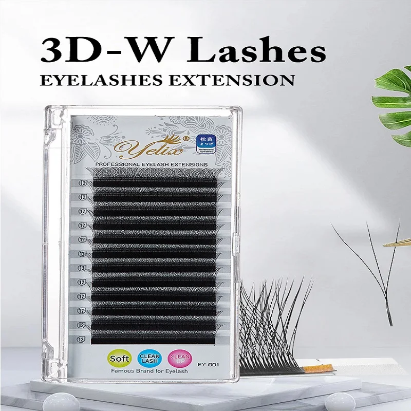 Yelix 3D W Shape Lashes Natural Soft Light Eyelashes Hand Woven Fans Automatic Flower False Eyelashes Extensions Dropshipping