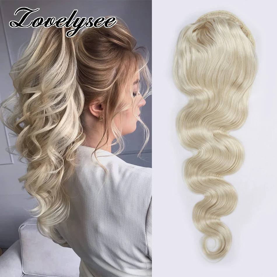 Extensions de cheveux humains Body Wave pour femmes, queue de cheval brésilienne, vrais cheveux humains Remy, Wstring de proximité rond, postiche pour femme