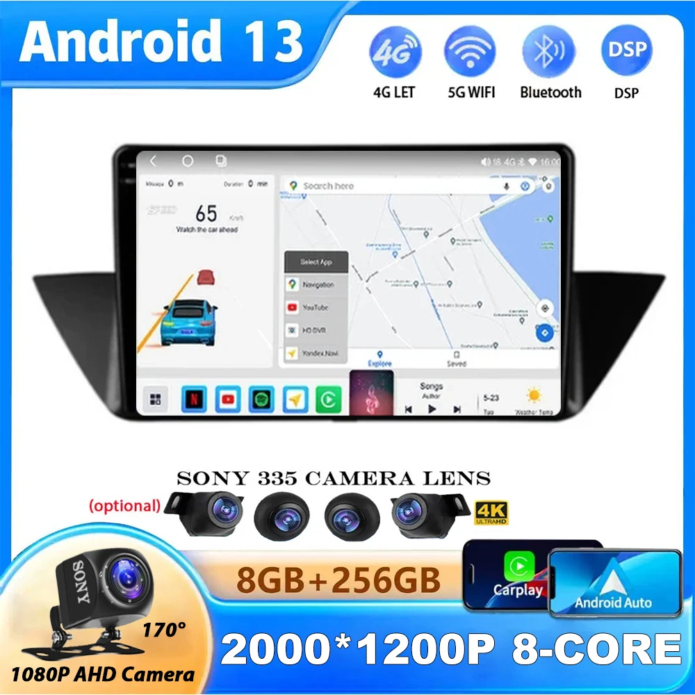 

360 Camera Stereo Android 13 For BMW X1 E84 2010-2016 Multimedia Video Player GPS Auto Carplay DSP BT Navigation 2k QLED SWC