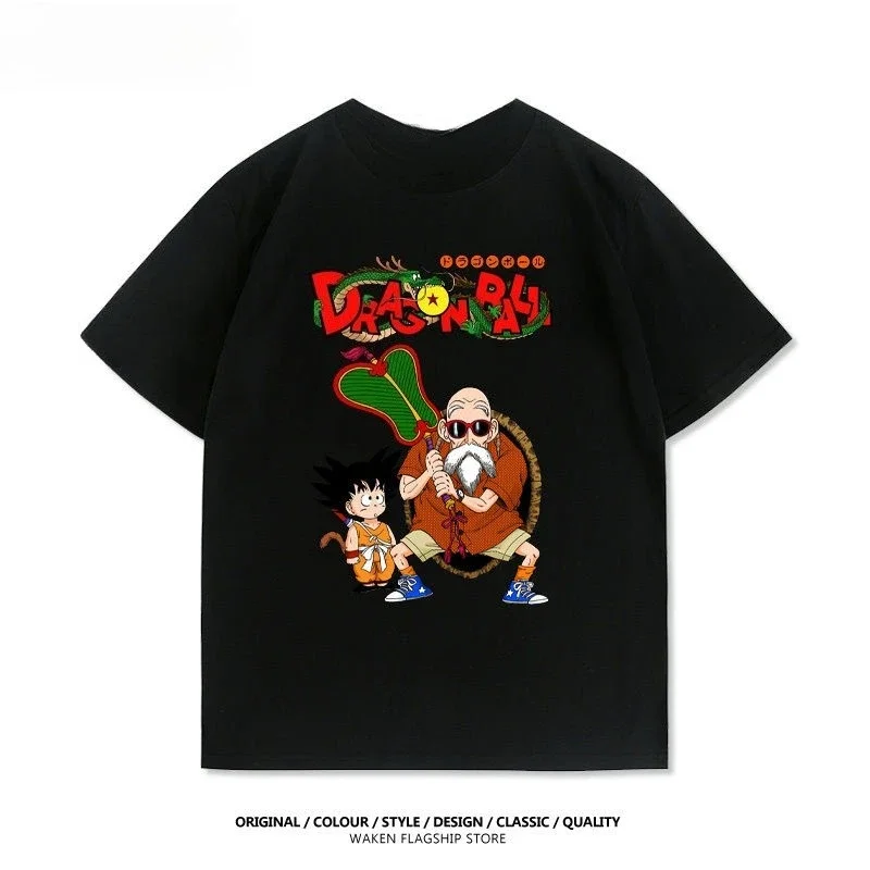 

DRAGON BALL Goku Master Roshi Белая футболка Оранжевые черные волосы Gi с логотипом DRAGON BALL и зеленым Shenron