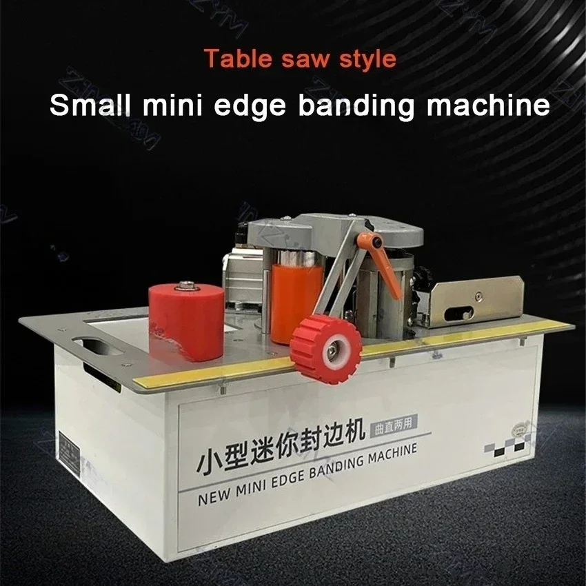 Mini Edge Banding Machine Woodworking Home Decoration Curved Straight Line Saw Bench Type Edge Banding Machine 220V 1200W 6-60mm